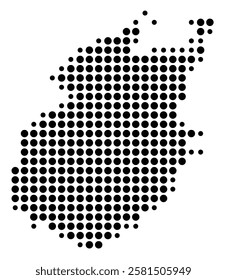 Symbol Map of the Island Paros (Greece) showing the island with just a few black dots