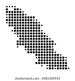 Symbol Map of the Island Paxoi (Greece) showing the island with just a few black dots