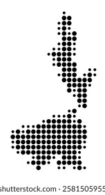 Symbol Map of the Island Peristera (Xero) (Greece) showing the island with just a few black dots