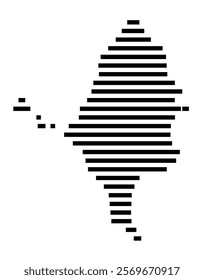 Symbol Map of the Island petite-terre (Mayotte) showing the island with horizontal black lines