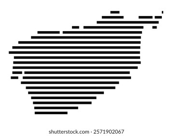 Symbol Map of the Island Pine Cay (Bahamas) showing the island with horizontal black lines