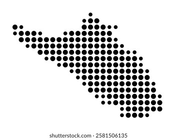 Symbol Map of the Island Plavnik (Croatia) showing the island with just a few black dots