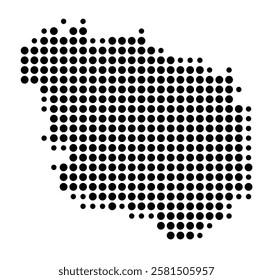 Symbol Map of the Island Polyaigos (Greece) showing the island with just a few black dots