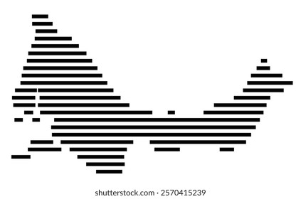 Symbol Map of the Island Providenciales (Turks and Caicos Islands) showing the island with horizontal black lines