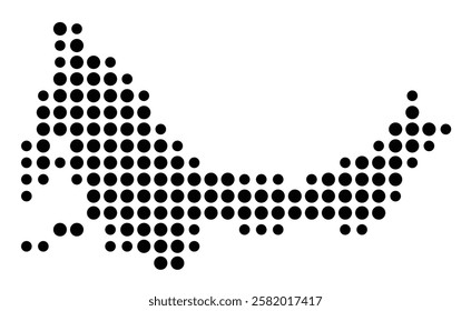 Symbol Map of the Island Providenciales (Turks and Caicos Islands) showing the island with just a few black dots