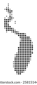 Symbol Map of the Island Prudence (United States) showing the island with just a few black dots