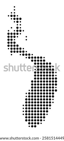 Symbol Map of the Island Prudence (United States) showing the island with just a few black dots