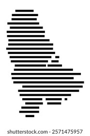 Symbol Map of the Island Ra'iatea (French Polynesia) showing the island with horizontal black lines