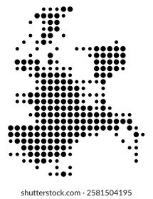 Symbol Map of the Island Ruegen (Germany) showing the island with just a few black dots
