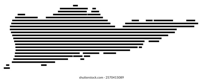 Symbol Map of the Island Saint Croix (U.S. Virgin Islands) showing the island with horizontal black lines