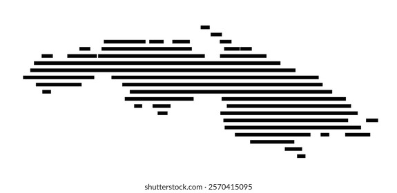 Symbol Map of the Island Saint Thomas (U.S. Virgin Islands) showing the island with horizontal black lines