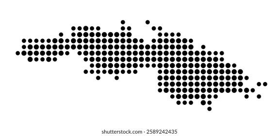 Symbol Map of the Island Saint Thomas (U.S. Virgin Islands) showing the island with just a few black dots