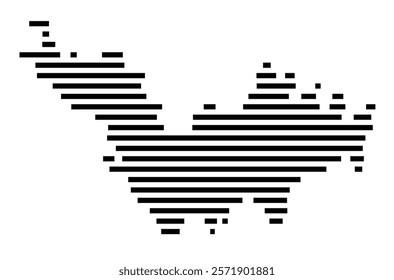 Symbol Map of the Island Saint-Barthelemy (Saint Barthelemy) showing the island with horizontal black lines