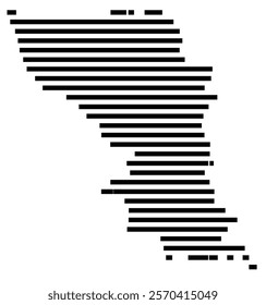 Symbol Map of the Island Samar (Philippines) showing the island with horizontal black lines
