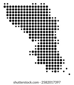 Symbol Map of the Island Samar (Philippines) showing the island with just a few black dots