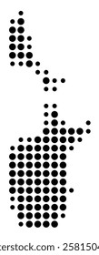 Symbol Map of the Island Samso (Denmark) showing the island with just a few black dots