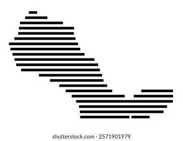 Symbol Map of the Island Santa Luzia (Cabo Verde) showing the island with horizontal black lines