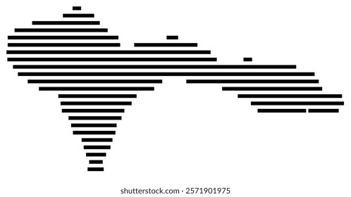 Symbol Map of the Island Sao Nicolau (Cabo Verde) showing the island with horizontal black lines