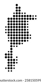Symbol Map of the Island Sapientza (Greece) showing the island with just a few black dots