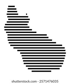 Symbol Map of the Island Sint Eustatius (The Netherlands) showing the island with horizontal black lines