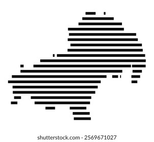 Symbol Map of the Island Skiathos (Greece) showing the island with horizontal black lines