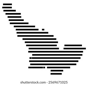 Symbol Map of the Island Skopelos (Greece) showing the island with horizontal black lines