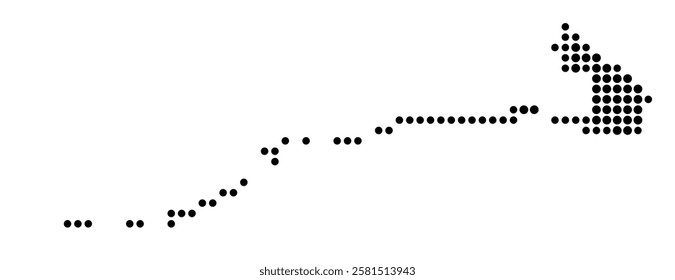 Symbol Map of the Island South Tarawa (Kiribati) showing the island with just a few black dots