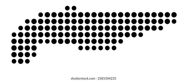 Symbol Map of the Island Spiekeroog (Germany) showing the island with just a few black dots
