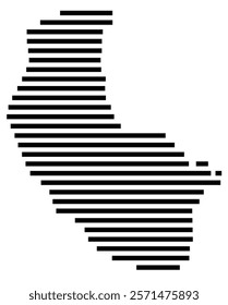 Symbol Map of the Island Tanna (Vanuatu) showing the island with horizontal black lines