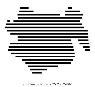 Symbol Map of the Island Tegua (Vanuatu) showing the island with horizontal black lines