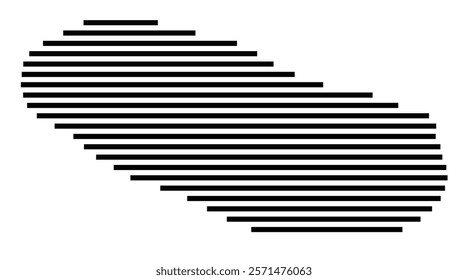 Symbol Map of the Island Teraina (Kiribati) showing the island with horizontal black lines