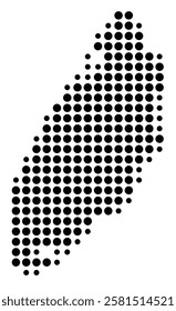 Symbol Map of the Island Texel (The Netherlands) showing the island with just a few black dots