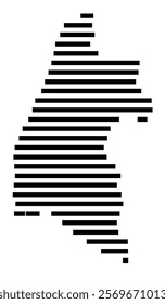 Symbol Map of the Island Thirasia (Greece) showing the island with horizontal black lines