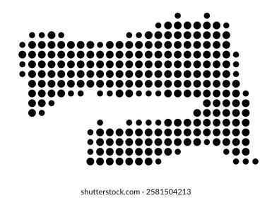 Symbol Map of the Island Thuro (Denmark) showing the island with just a few black dots