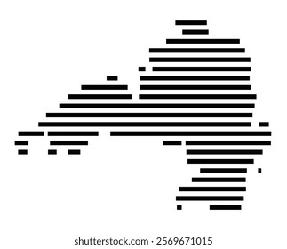 Symbol Map of the Island Thymaina (Greece) showing the island with horizontal black lines