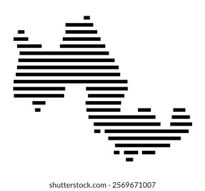 Symbol Map of the Island Tilos (Greece) showing the island with horizontal black lines