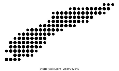 Symbol Map of the Island Timor showing the island with just a few black dots