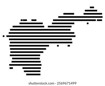 Symbol Map of the Island Tiree (United Kingdom) showing the island with horizontal black lines