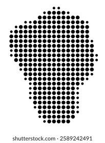 Symbol Map of the Island Toga (Vanuatu) showing the island with just a few black dots