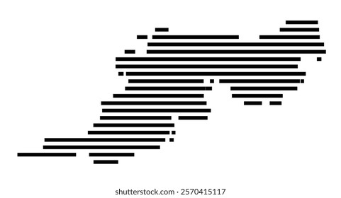 Symbol Map of the Island Tortola (British Virgin Islands) showing the island with horizontal black lines