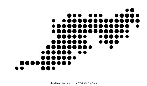 Symbol Map of the Island Tortola (British Virgin Islands) showing the island with just a few black dots