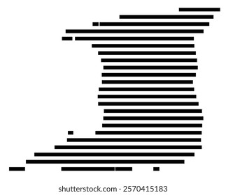 Symbol Map of the Island Trinidad (Trinidad and Tobago) showing the island with horizontal black lines