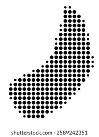Symbol Map of the Island Tutuba (Vanuatu) showing the island with just a few black dots