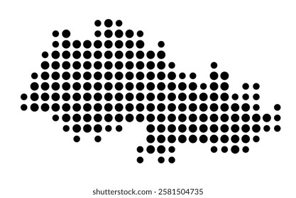 Symbol Map of the Island Ulva (United Kingdom) showing the island with just a few black dots