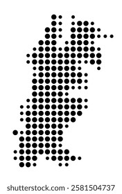 Symbol Map of the Island Unst (United Kingdom) showing the island with just a few black dots