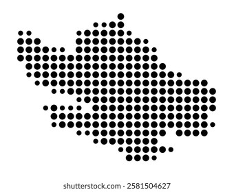 Symbol Map of the Island Vagar (Faroe Islands) showing the island with just a few black dots