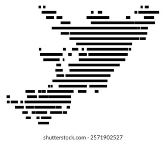 Symbol Map of the Island West Falkland (Falkland Islands) showing the island with horizontal black lines