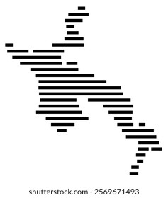 Symbol Map of the Island Westray (United Kingdom) showing the island with horizontal black lines