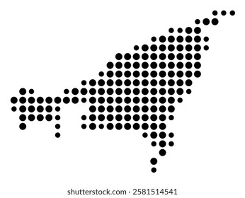 Symbol Map of the Island Wolin (Poland) showing the island with just a few black dots