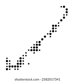 Symbol Map of the Island Yasawa (Fiji) showing the island with just a few black dots
